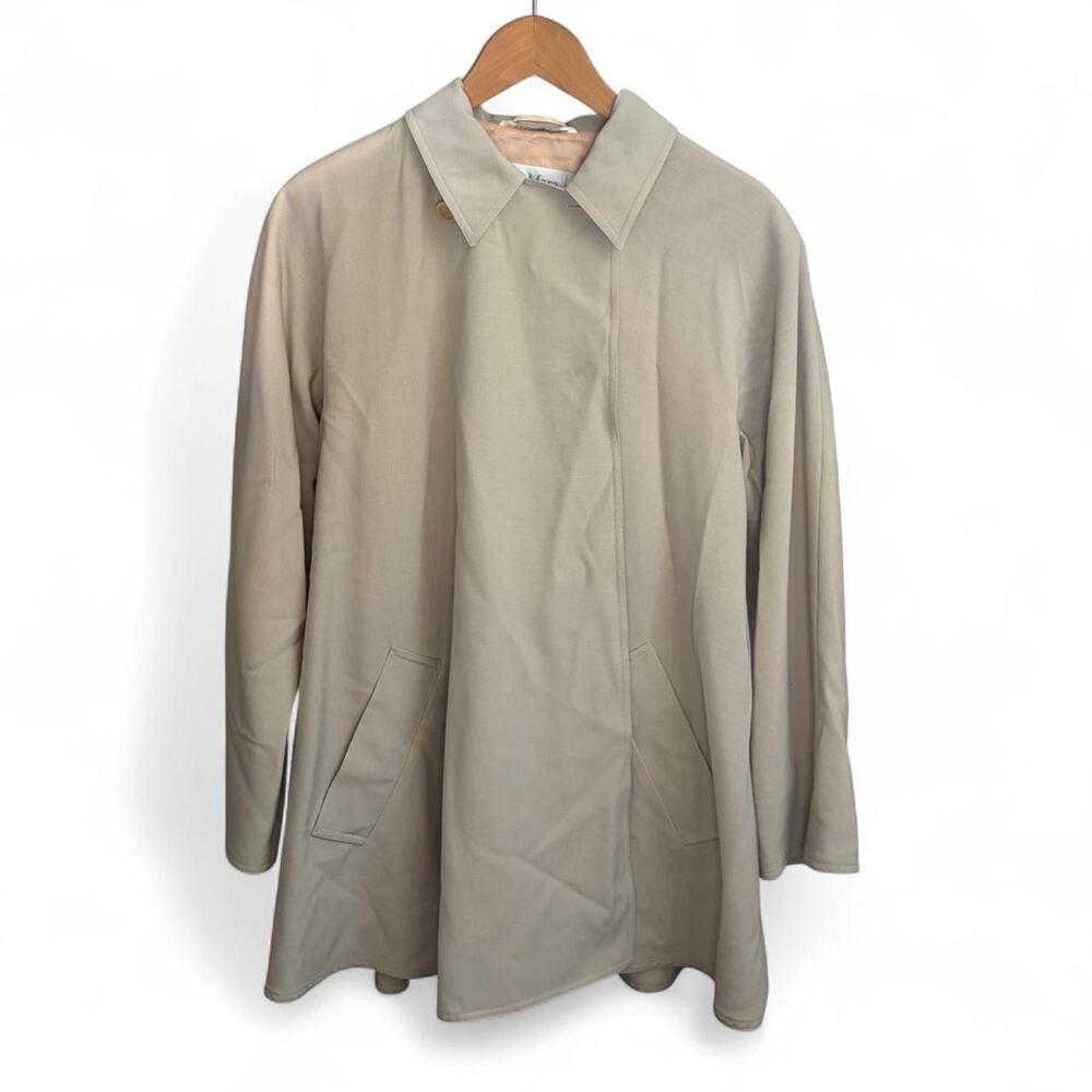 Max Mara Virgin Wool Trench Coat Women’s M Designer Asymmetric Italian Luxury